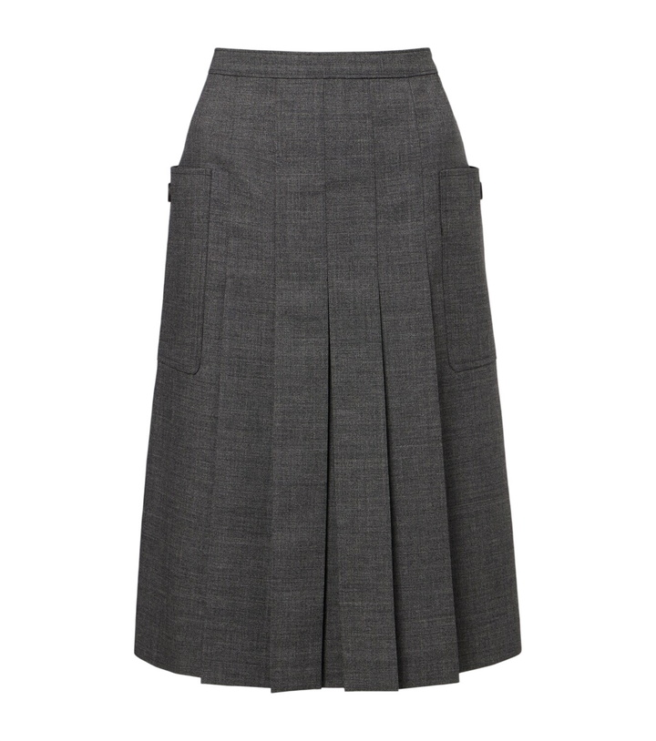 Photo: Prada Pleated virgin wool midi skirt