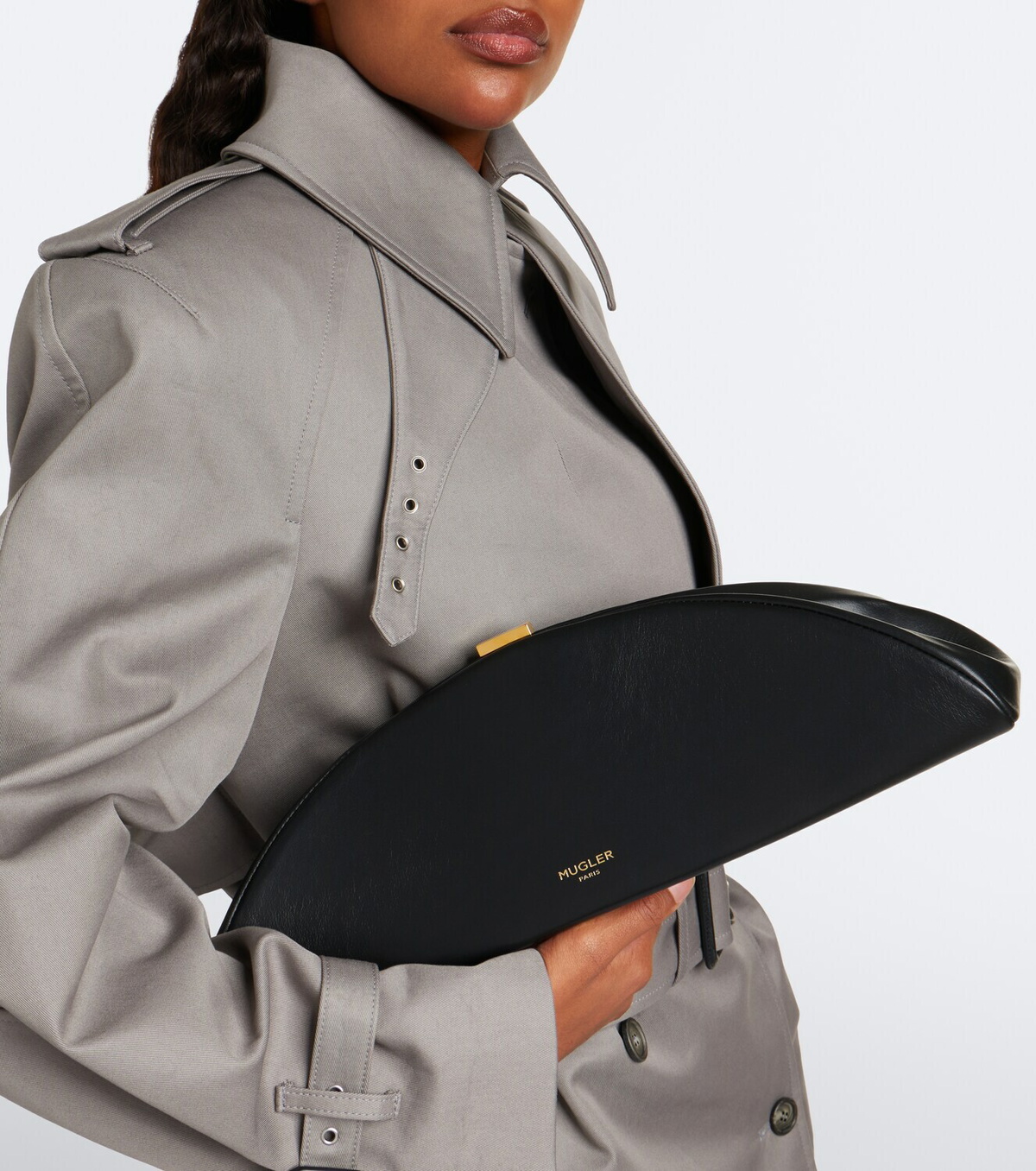 Mugler Lua leather clutch