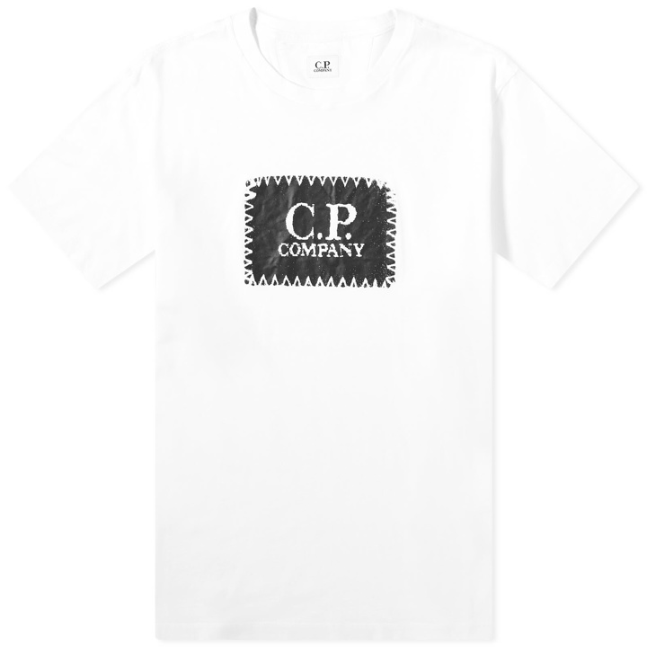 Photo: C.P. Company Men's Label Logo T-Shirt in Gauze White