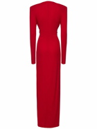 ALEXANDRE VAUTHIER Draped Jersey Long V Neck Dress with Ring