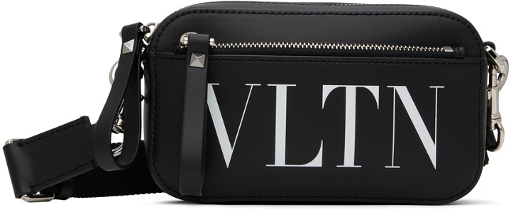 Photo: Valentino Garavani Black Small 'VLTN' Messenger Bag