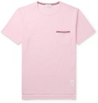 THOM BROWNE - Slim-Fit Grosgrain-Trimmed Cotton-Jersey T-Shirt - Pink