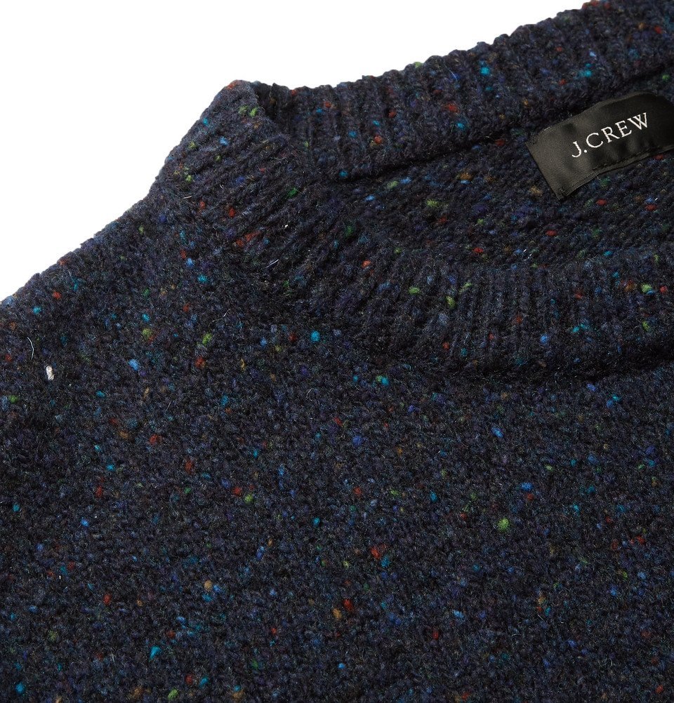 J.Crew - Colour-Block Mélange Donegal Wool-Blend Sweater - Men - Navy