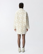 Pinko Short Faux Fur Coat With Logo Cream/Beige