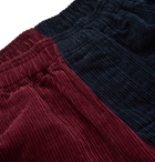 Stüssy - Tapered Colour-Block Cotton-Corduroy Trousers - Blue