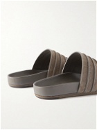 Rick Owens - Ruhlmann Granola Ribbed Suede-Trimmed Leather Sandals - Gray