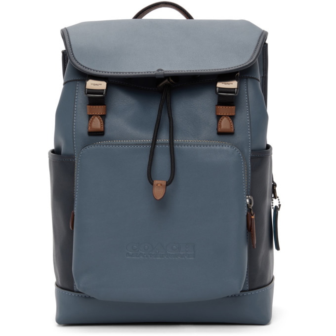 Photo: Coach 1941 Blue Colorblock League Flap Backpack