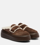 Hogan HStripes shearling-trimmed platform loafers