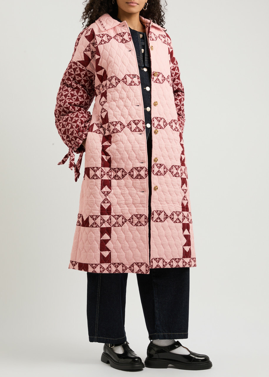 Damson Madder Dahlia Printed Quilted Cotton Coat Pink