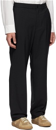 Solid Homme Black Elasticized Waistband Trousers