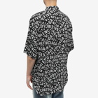 Balenciaga Men's All Over Logo Short Sleeve Shirt in Black/Grey