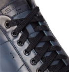 Santoni - Burnished-Leather Sneakers - Blue