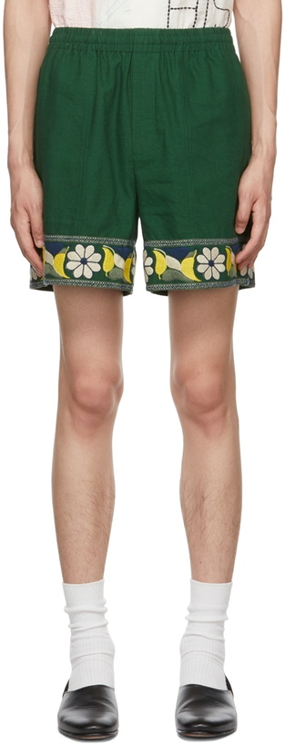 Photo: Bode Green Zinnia Ribbon Shorts