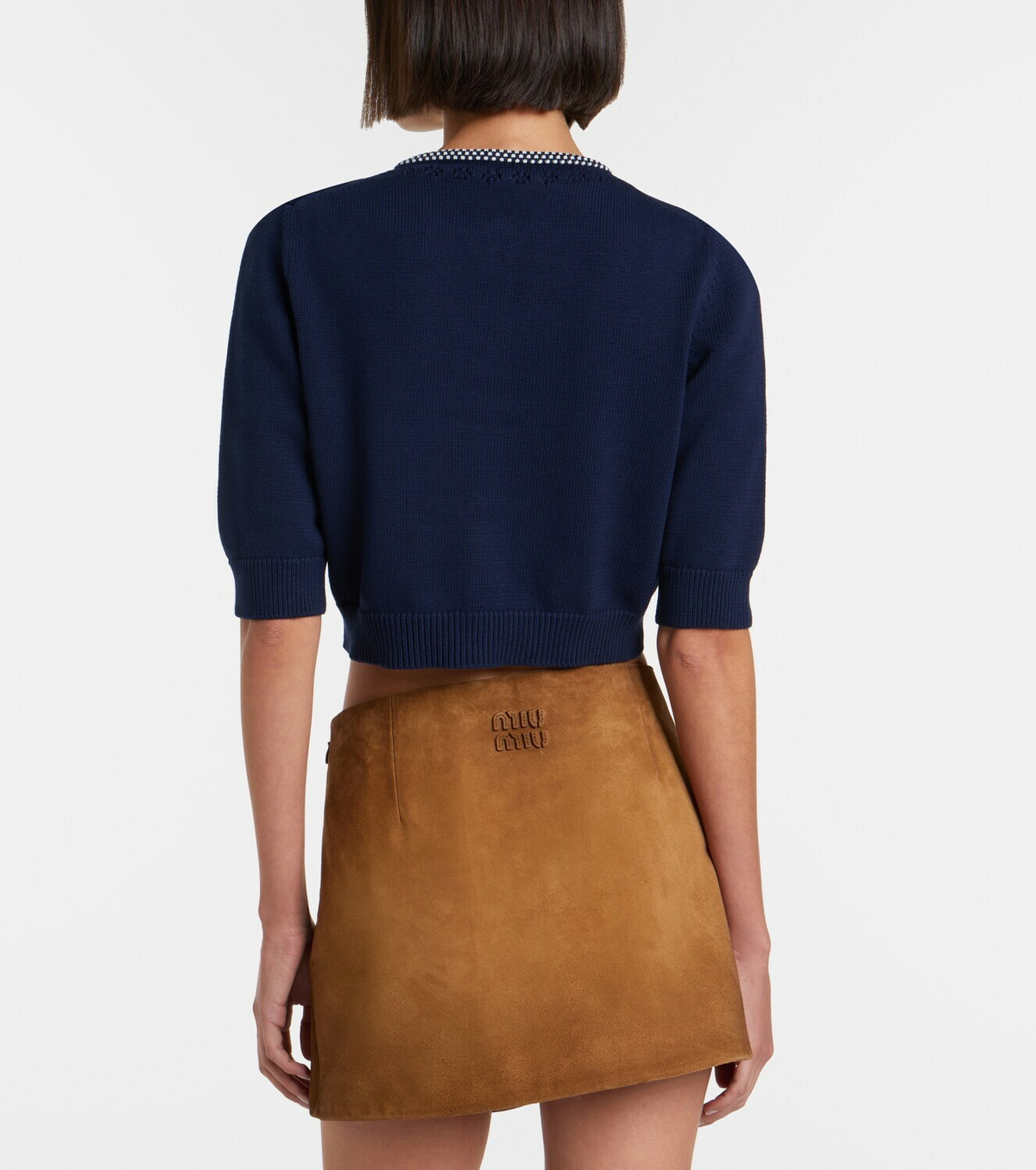 Miu Miu Logo cropped cotton cardigan