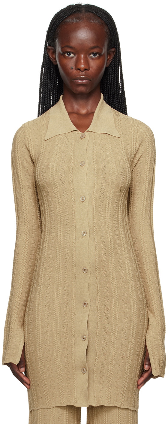 REMAIN Birger Christensen Beige Buttoned Cardigan