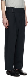 132 5. ISSEY MIYAKE Navy Flat Tuck Trousers