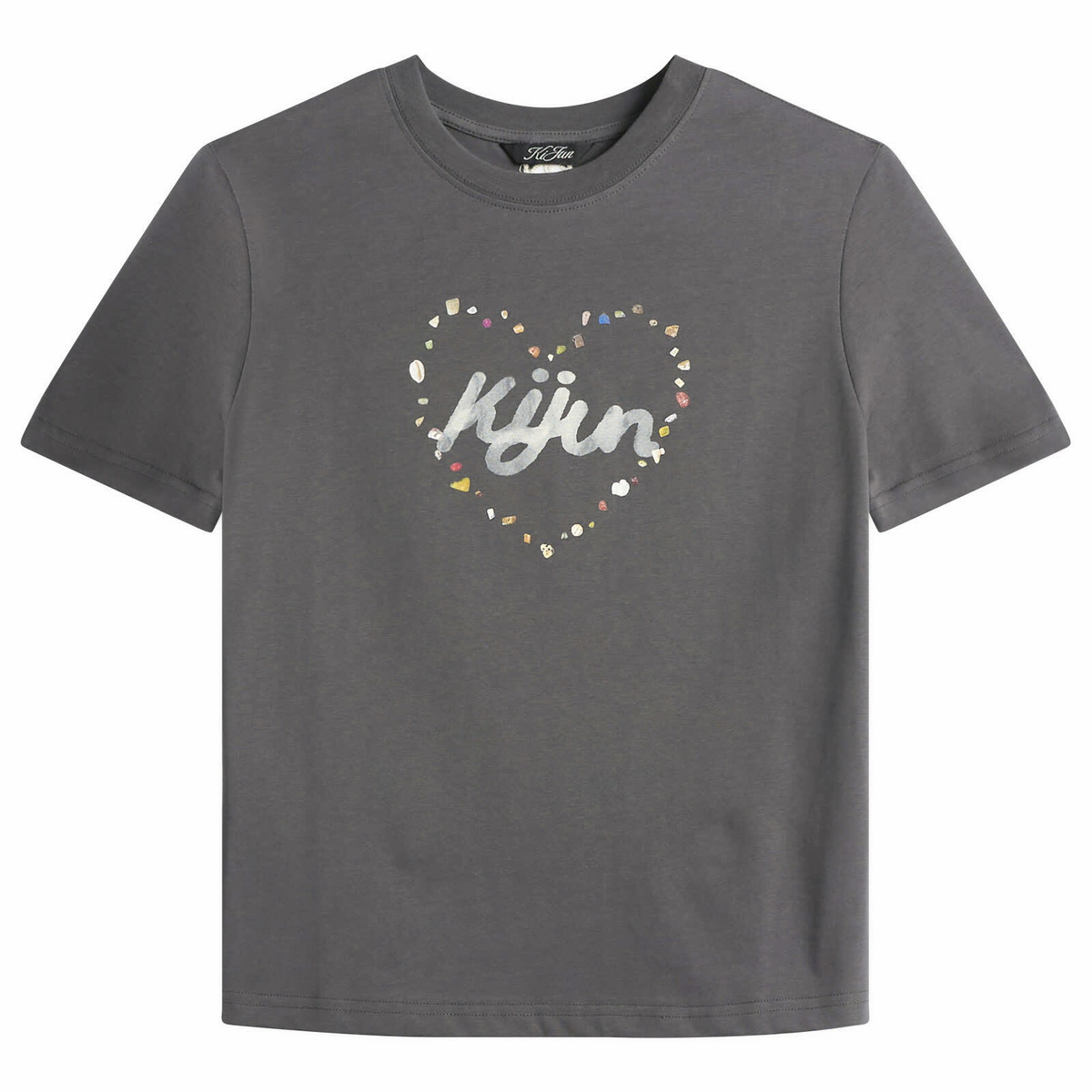 Kijun Women's Pebble Heart T-Shirt in Charcoal