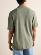 Rag & Bone - Avery Camp-Collar Honeycomb-Knit Cotton-Blend Terry Shirt - Green