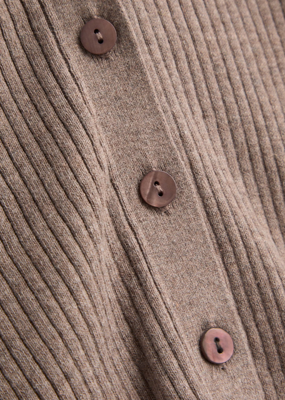 Paige Lianne Ribbed Cotton-blend Cardigan Light Brown