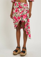 Chloe Floral-print Cotton-poplin Knee-length Wrap Skirt Pink
