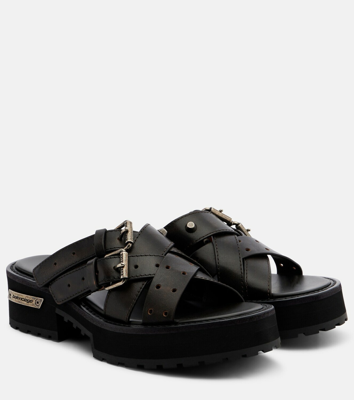 Balenciaga Venom leather platform mules