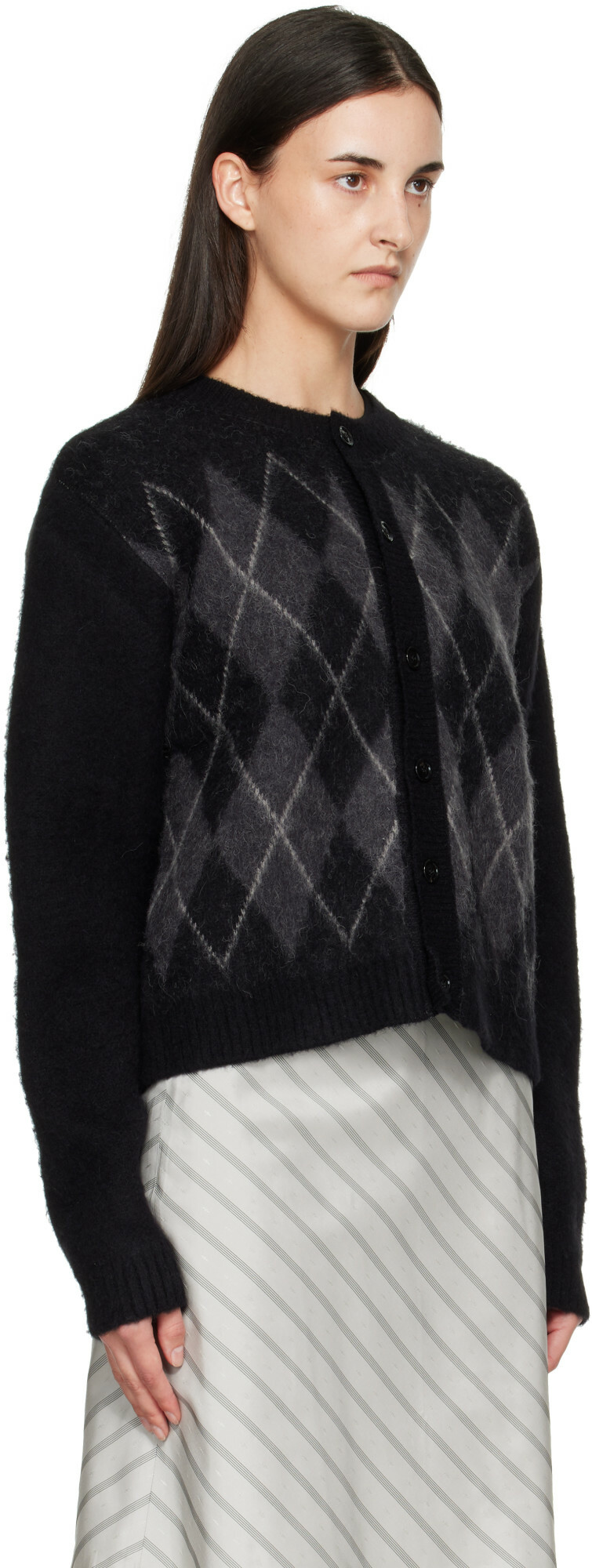 TONYWACK Black Brushed Argyle Cardigan