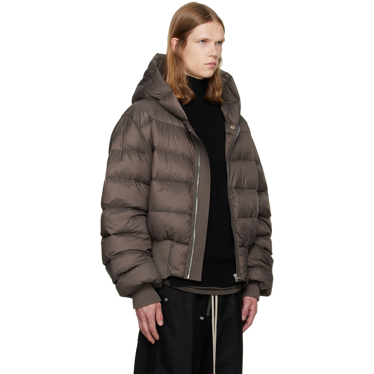 Rick Owens Taupe Tower Hooded Jacket