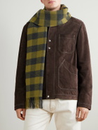 Mr P. - Logo-Appliquéd Fringed Checked Wool and Cashmere-Blend Scarf