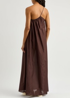 Matteau One-shoulder Cotton-blend Maxi Dress Burgundy