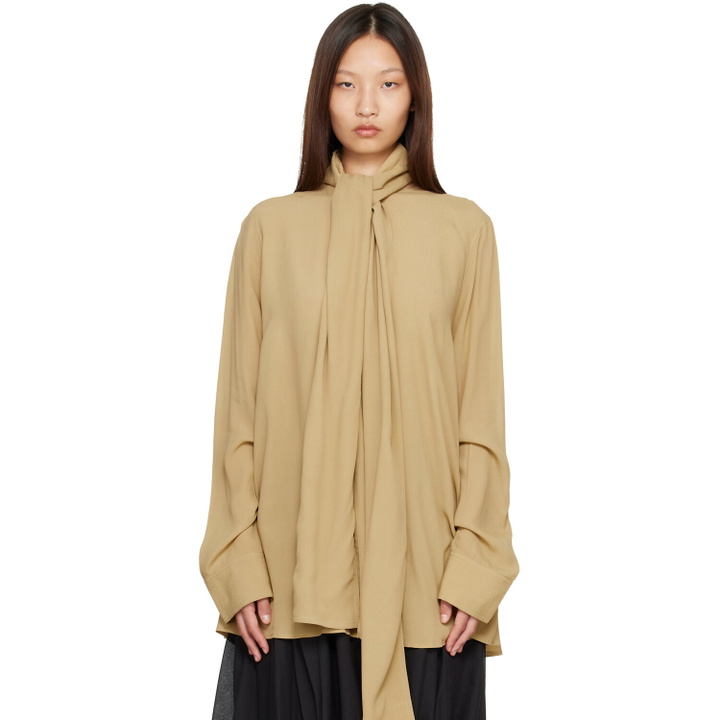 Photo: TOTEME Beige Draped Scarf Blouse