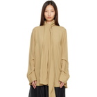 TOTEME Beige Draped Scarf Blouse