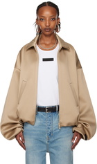 Fear of God ESSENTIALS Beige Satin Bomber Jacket