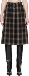 The Attico Brown Brushed Check Midi Skirt