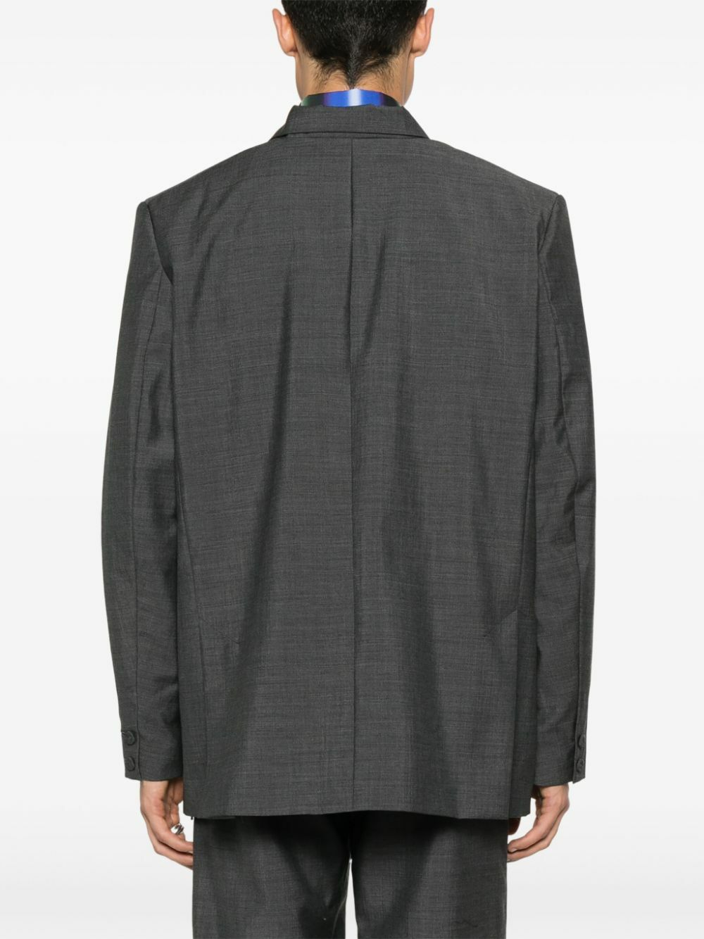 Bianca Saunders Grey Gathered Single-Breasted Blazer