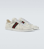Gucci Stretch Web Stripe leather sneakers