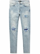 AMIRI - MX1 Skinny-Fit Tie-Dyed Drill-Trimmed Distressed Jeans - Blue
