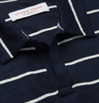 Orlebar Brown - Felix Striped Linen Polo Shirt - Navy