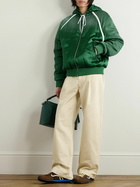 LOEWE - Oversized Grosgrain-Trimmed Padded Satin Hooded Track Jacket - Green