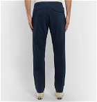 NN07 - Domenico Tapered Pleated Cotton, Lyocell and Linen-Blend Drawstring Trousers - Navy