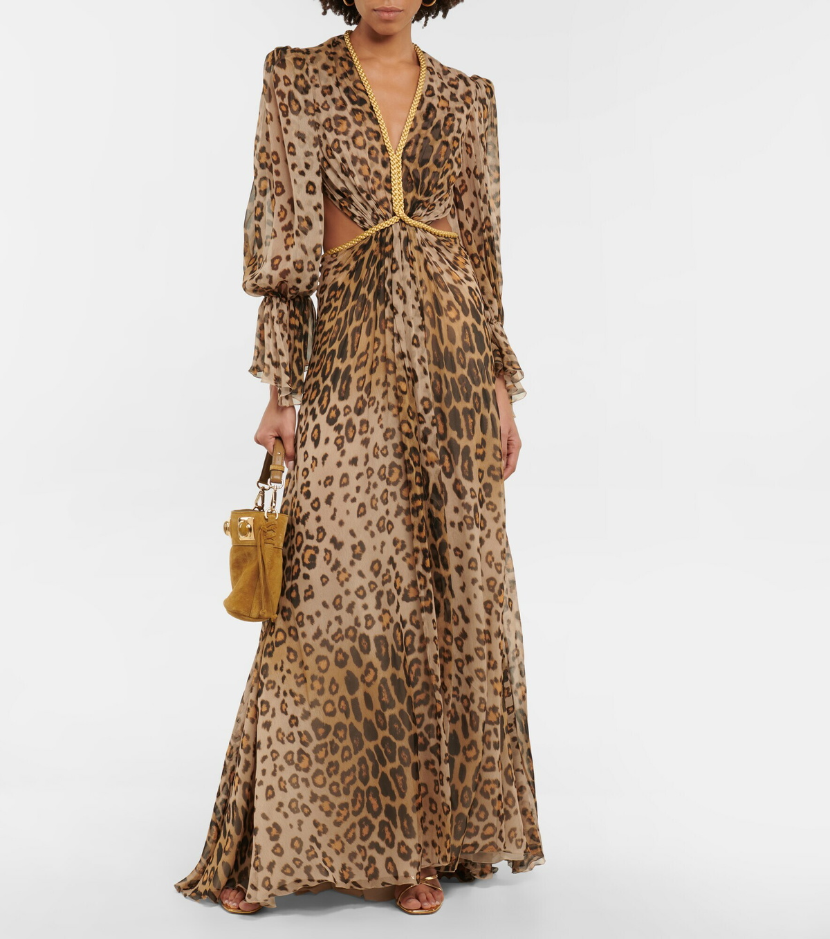 Etro - Leopard-print cutout silk gown