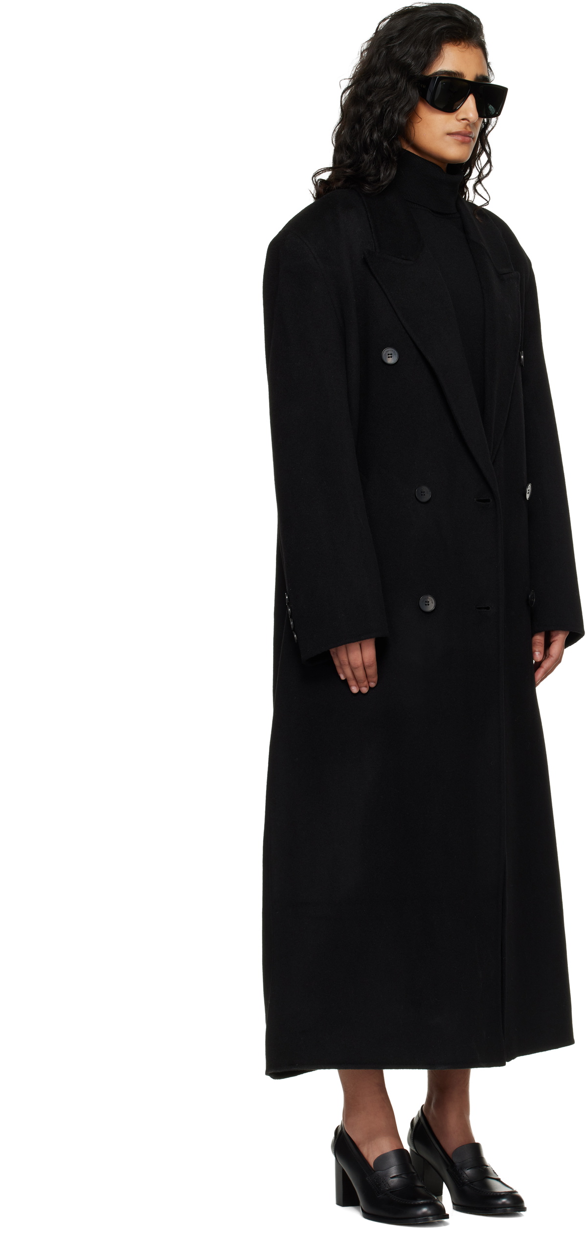 The Frankie Shop Black Gaia Double Breasted Coat