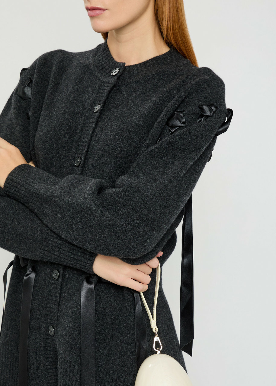 Simone Rocha Corset Wool-blend Cardigan Charcoal Simone Rocha