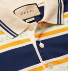 GUCCI - Striped Logo-Jacquard Cotton-Jersey Polo Shirt - Multi