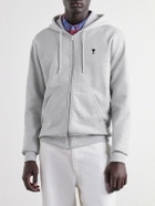 AMI PARIS - Logo-Embroidered Cotton-Jersey Zip-Up Hoodie - Gray