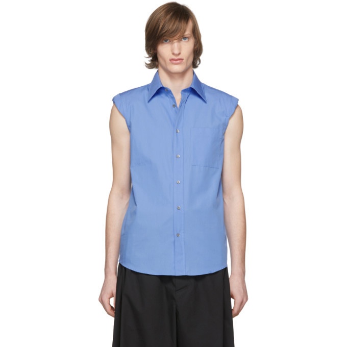 Photo: Dries Van Noten Blue Sleeveless Shoulder Pad Shirt