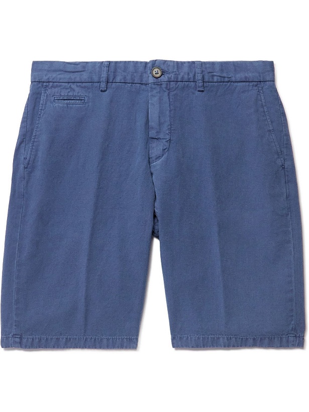 Photo: Altea - Straight-Leg Cotton, Linen and Lyocell-Blend Bermuda Shorts - Blue