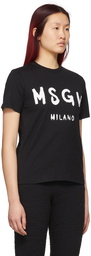 MSGM Black Brush Stroke Logo T-Shirt