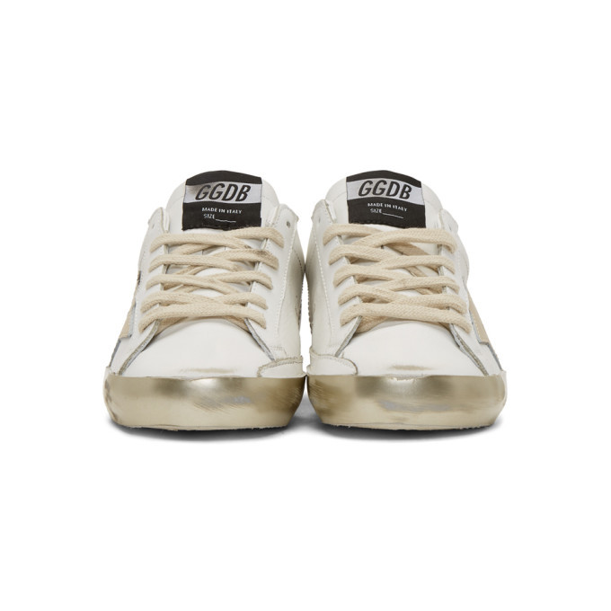 Golden Goose White and Gold Superstar Sneakers Golden Goose