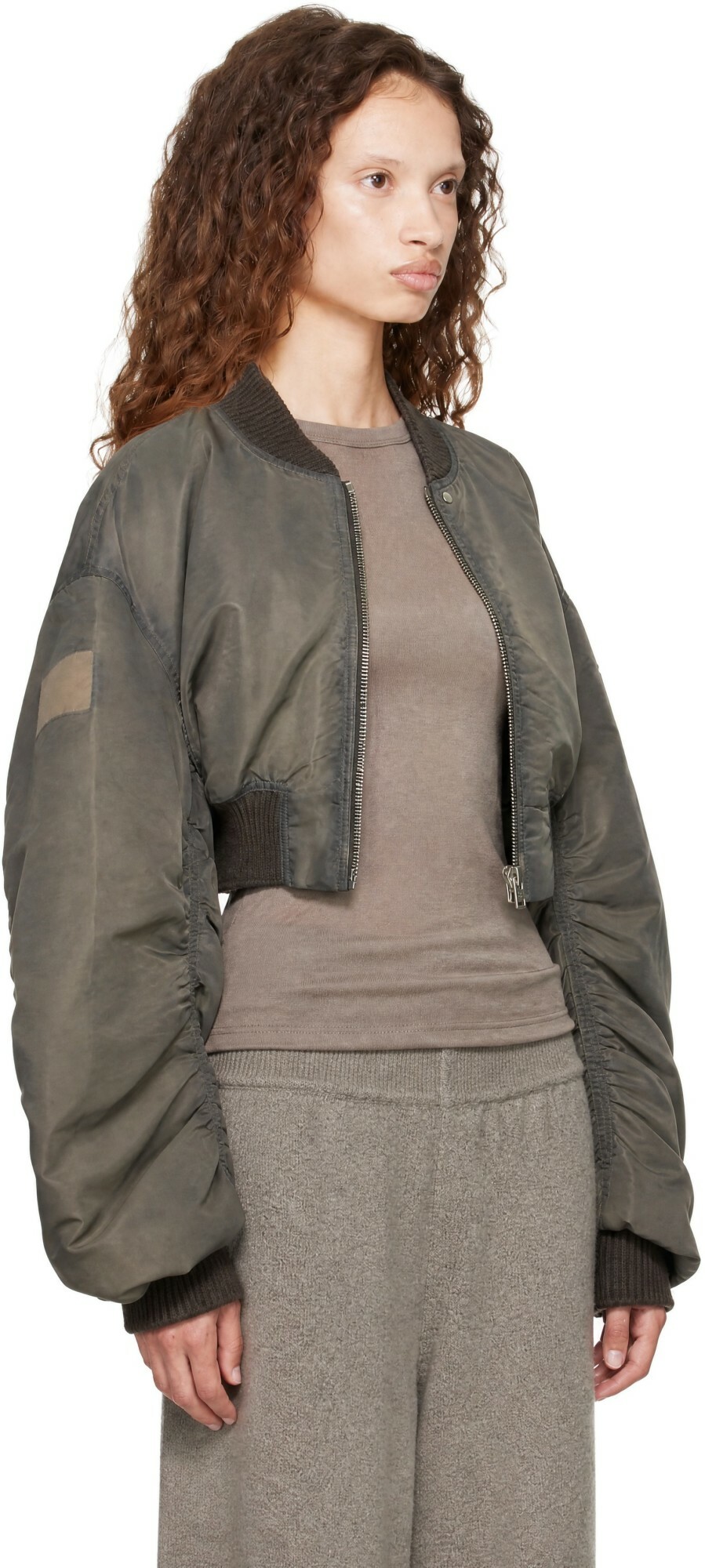 Rick Owens Gray Tower Micro Secchia Flight Bomber Jacket