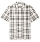 Mr P. - Camp-Collar Checked Crinkled-Voile Shirt - Black